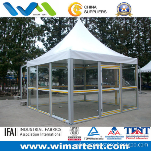 3mx3m White PVC Pagoda Tent with Glass Wall for Party